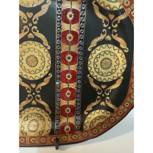 Heavy Decorative Platters by Oriental Accent Gold Trim Lot of 2 - Picture 5 of 10